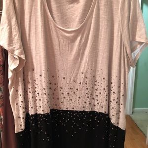 Rhinestone split color top